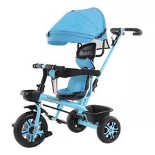 Coche Triciclo 4 En 1 Celeste Infantil