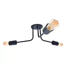 Lampara Aplique Techo Sol 3 Luces Deco Moderno Brazos Una Curva Negro Gioluce