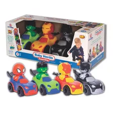 Esquadrão Baby Heróis Com 4 Bonecos + Veículos Brinquedo