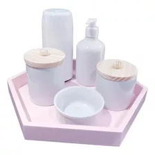 Kit Higiene Bebê Porcelana Branca Menina Maternidade 5 Peças