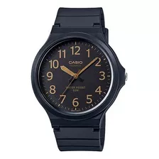 Reloj Pulsera Casio Youth Mw-240-1b2 De Cuerpo Color Negro, Analógico, Para Hombre, Fondo Gris Oscuro, Con Correa De Resina Color Negro, Agujas Color Dorado Y Negro, Dial Dorado, Minutero/segundero Do