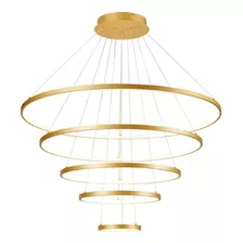 Lustre Pendente Moderno Anéis 5 Arco Pe Direito Duplo Cor Dourado 110v/220v