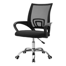 Silla De Oficina Ejecutiva Ergonómica Negra Con Base Cromada Color Negro Material Del Tapizado Malla