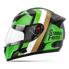 Capacete Para Moto Integral Etceter Stronger Faster Cor Verde - Dourado Tamanho Do Capacete 56
