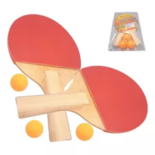 2 Raquetes De Ping Pong Madeira Cabo Anatômico + 3 Bolinhas 