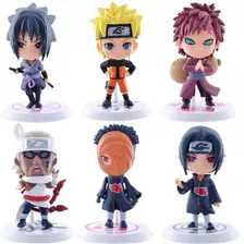 Action Figure Kit 6 Peças Naruto Shippuden C/ Base Estatueta