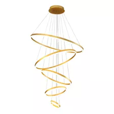 Lustre Pendente Luminária 5 Aros Anéis Led 3500k 140w Cor Dourado