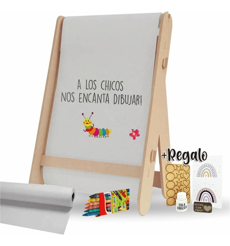 Pizarra Para Niño Niña - Atril De Mesa + Crayones + Papel 