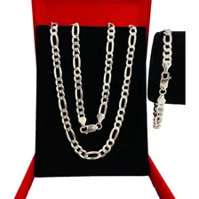 Conjunto Corrente E Pulseira 3x1 Prata 925 Maciça 6mm 70cm