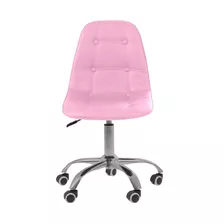 Cadeira De Escritório Oficial Eiffel Rosa Com Estofado De Couro Sintético X 2 Unidades