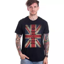 Camiseta Camisa Rock Inglaterra Moda Masculina Keep Calm