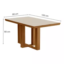 Mesa De Madeira Lottus 120cm Com Vidro Cinamomo/off White