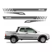 Adesivos Para Fiat Strada Hard Working Cabine Dupla Cor Grafite