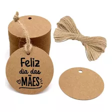 500 Tag Dia Das Mães Papel Kraft 4cm Com Cordão De Rami