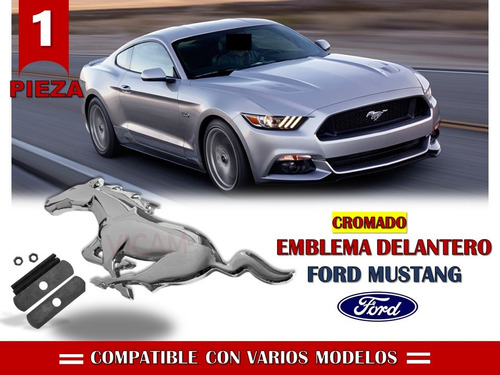 Emblema Delantero Mustang De Metal Con Tornillera Cromado Foto 2