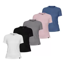 Kit 5 Blusinha Feminina Tshirt Slim Algodao Premium