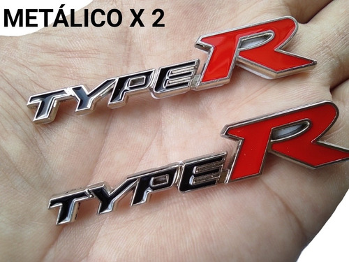 Type R Metalico Emblema Autoadhesivo X 2 Foto 2