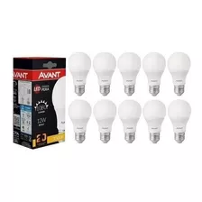 Kit Com 10 Lâmpadas De Led 12w Cor Amarela Bivolt Avant E-27