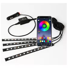 Tira Led X4 Luz Audiorítmica Led Rgb Para Auto App Bluetooth