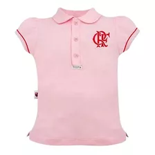 Camisa Polo Rosa Do Flamengo Infantil Oficial Menina 