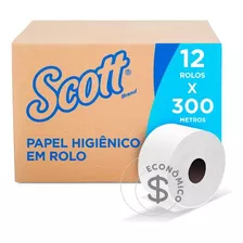 Papel Higiênico Rolo Scott 300m Folha Simples 12 Rolos