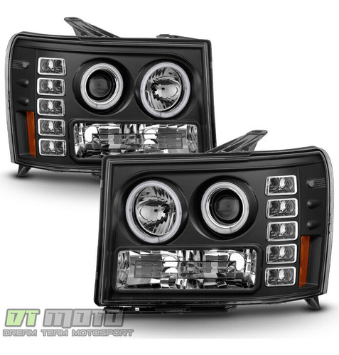 Par Faros Negro Led Gmc Sierra 3500 Hd Sle 2008 6.0l Foto 2