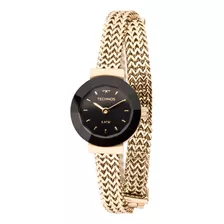 Relógio Technos Feminino Elegance Mini Dourado Cor Do Fundo Preto