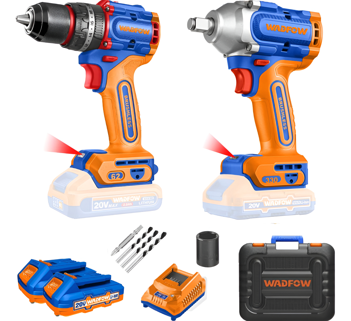Combo Taladro Percutor 62nm + Llave Impacto 330nm Brushless Azul 50hz