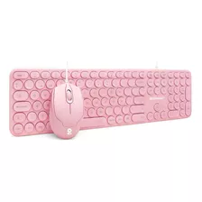 Kit Teclado Y Mouse Brobotix 6001196 Pink Multimedia Usb