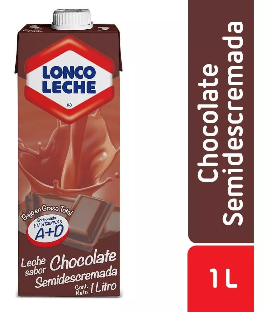 Leche Semidescremada Loncoleche Sabor Chocolate Con Tapa 1 L