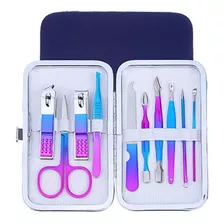 Kit De Manicure De 10 Pcs Viajero Tornasol +estuche Metalico