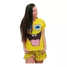 Pijama Curto Feminino Bob Esponja (adulto Infantil)