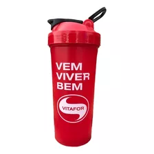 Coqueteleira Viver Bem Logo Vitafor (600ml) - Cor: Vermelha