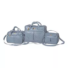 Kit Bolsas Maternidade Cloud Chevron Marinho 