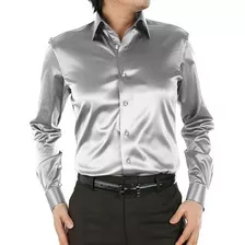 Camisa De Seda Para Hombre, Camisa De Manga Larga De Satén,