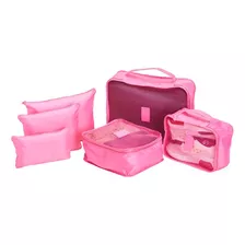 Organizador Mala Para Viagem 6 Pçs Necessaire Bolsas Cores Cor Rosa