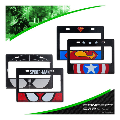 Marco Portaplaca Moto Plastico Logo Impreso Super Heroes Foto 8