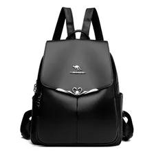 Mochila De Cuero Suave Elegante Impermeable Para Mujer.