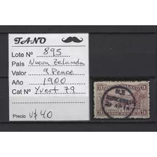 Lote895 Nueva Zelanda 9 Pence Año 1900 Yvert# 79