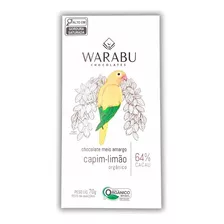 Chocolate Orgânico Vegano Amazônico Capim-limão 64% Barra70g