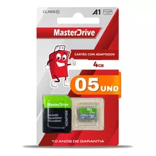 5 Cartão De Memória 4gb Microsd Atacado Masterdrive Original