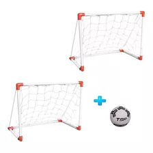 Set 2 Arcos Futbol Metal Metalico Red + Pelota Papi Baby