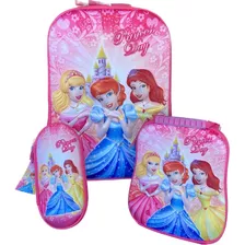 Kit De Mochila Escolar Infantil Princesas + Lancheira+estojo