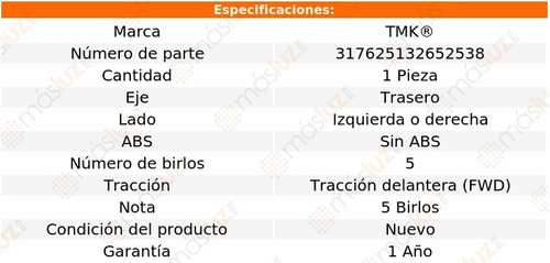 1- Maza Trasera Izq/der Sin Abs Concorde V6 3.5l 02/04 Tmk Foto 2