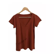 Kit C/ 5 Blusa T Shrt Camiseta Decotada Feminina Podrinha 