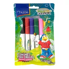 6 Plumones Colores Lavables Dibujo Aquarelo Junior Azor