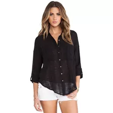 Free People Camisa Blusa Top Fresca Abierta Negra Chica