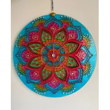 Cuadro De Vidrio Colgante Mandala 40cm