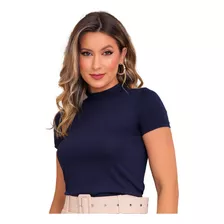 Blusa Feminina Blusinha Básica De Malha De Viscose Gola Alta