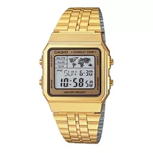 Reloj De Pulsera Casio Vintage A500wga-9df De Cuerpo Color Dorado, Digital, Fondo Blanco, Con Correa De Acero Inoxidable Color Dorado, Dial Negro, Minutero/segundero Negro, Bisel Color Dorado, Luz Ámb